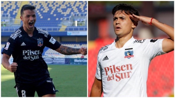 Dos icónicos delanteros de esta temporada, Gabriel Costa y Pablo Solari, y las indumentarias de local y visita.