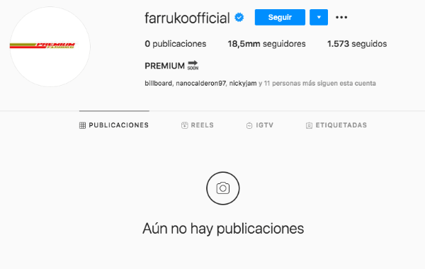 Tras la movida de Daddy Yankee, así se ve ahora la cuenta de Farruko.