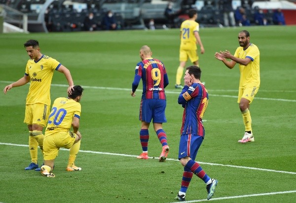 El gol de Messi frente al Cádiz no fue suficiente para que el Barça se llevara los tres puntos del partido. (Foto: Getty)