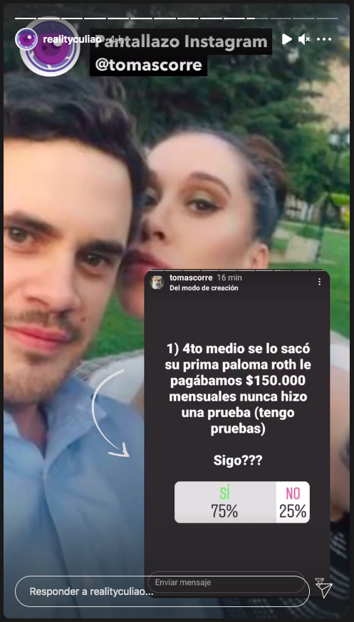 Las historias compartidas por la ex pareja de Vale Roth.(1)