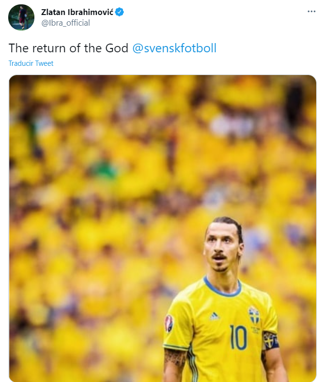 Publicación de Zlatan en Twitter