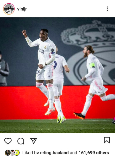 El “like” de Haaland a Vinicius