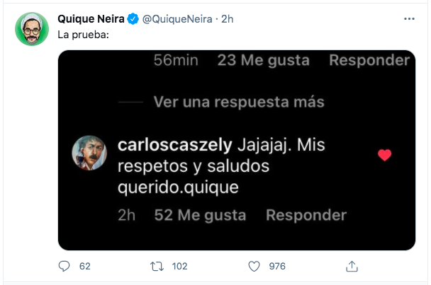 Quique Neira celebra el indulto concedido por el histórico de Colo Colo Carlos Caszely y comparte evidencias del perdón.(2)