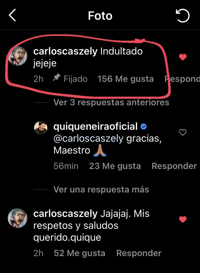 Quique Neira celebra el indulto concedido por el histórico de Colo Colo Carlos Caszely y comparte evidencias del perdón.(3)