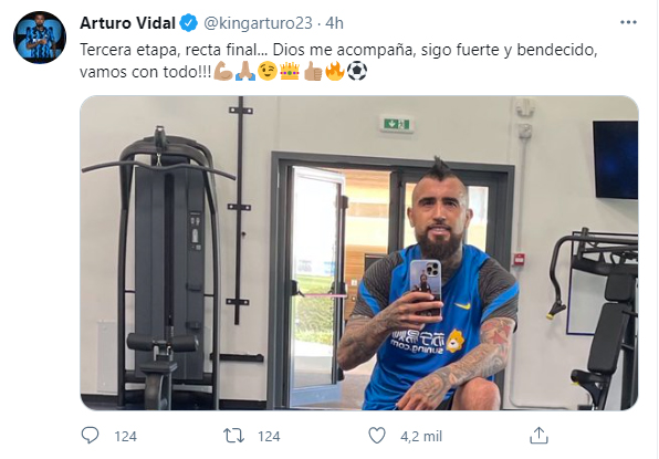 Ojo Inter, Antonio Conte y la selección chilena: Arturo Vidal avisa que entra en la recta final de su recuperación.