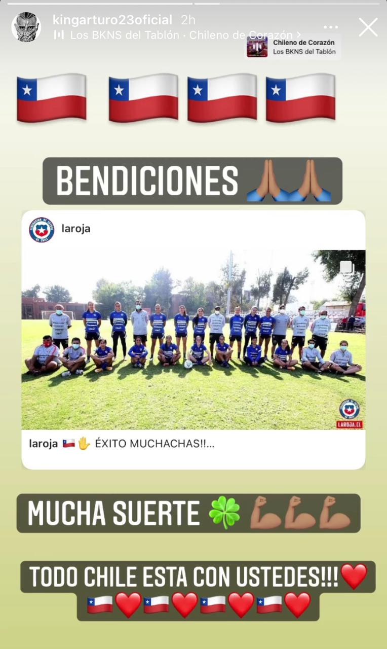 Storie de Arturo Vidal apoyando a la Roja femenina (Instagram)