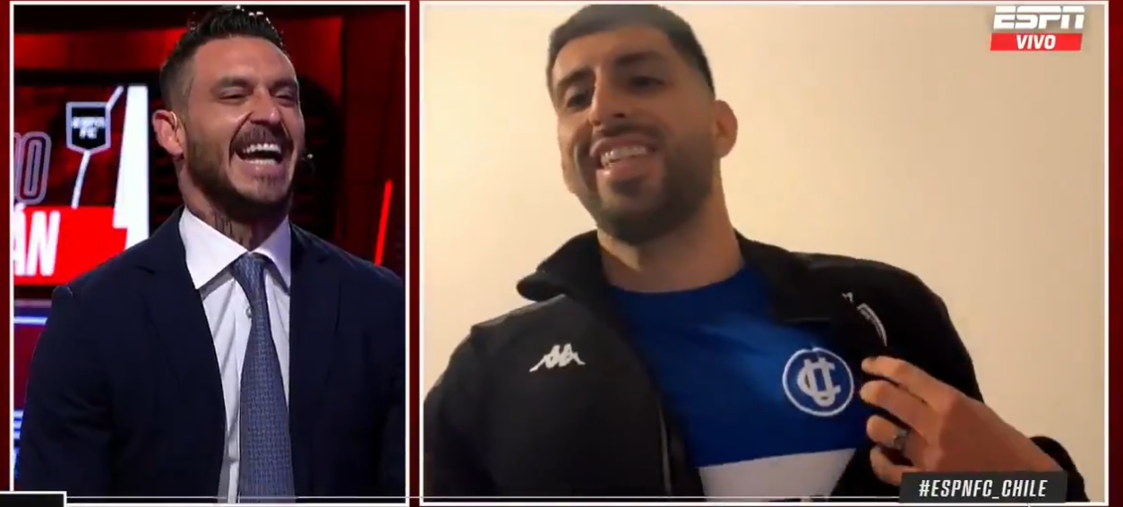 Memo dejó plop a Pinilla al mostrar que llevaba la franja en el pecho. (Foto: ESPN)