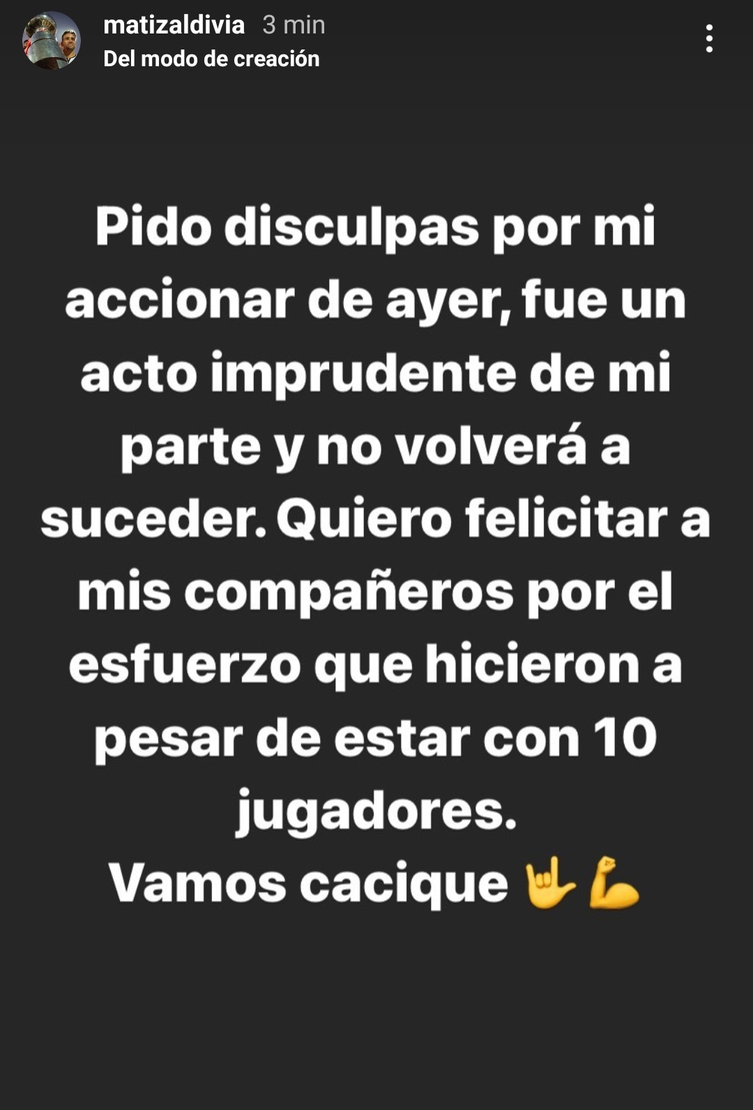 Las disculpas de Matías Zaldivia