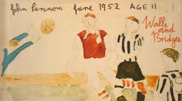El dibujo de John Lennon a los 11 años con Jorge Robledo anotándole al Arsenal. | Foto: Archivo.