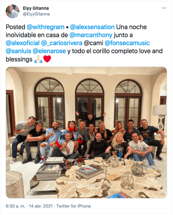 La imagen que muestra a Cami Gallardo participando en la reunión social con Alejandro Fernández, quien ya confirmó su positivo para Covid-19.(1)