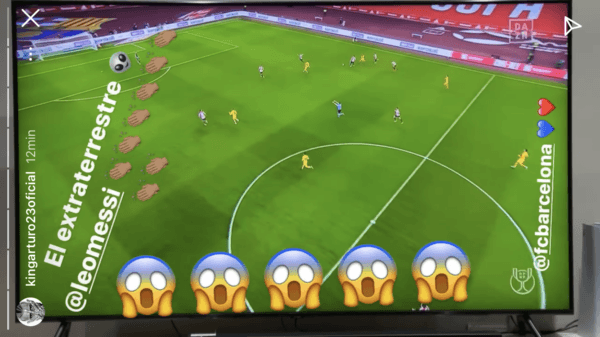 Vidal celebrando el golazo de Messi. Foto: Instagram