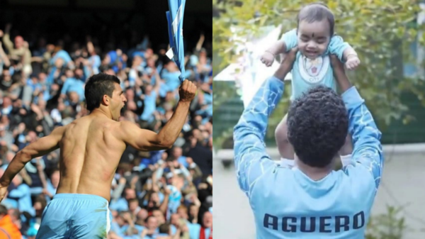 Hasta niños fueron bautizados con el apellido del Kun por su gol al QPR (Getty Images)