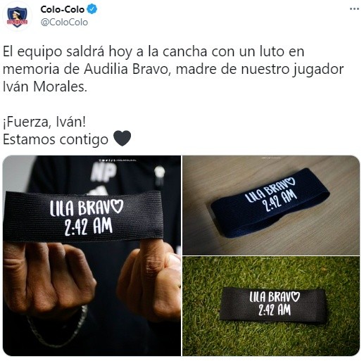 El luto de Colo Colo en homanaje a la mamá de Iván Morales.