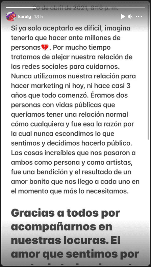 La declaración pública de Karol G sobre el fin del romance con Anuel AA.(1)