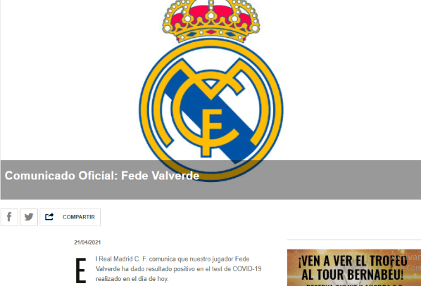 El comunicado de Real Madrid sobre Federico Valverde.
