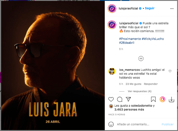 La publicación de Luis Jara en Instagram que detonó las especulaciones en torno a    Luis Miguel, la serie.