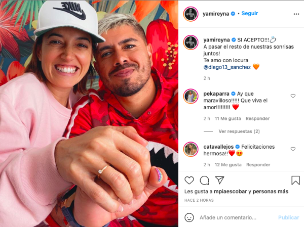 La actriz anunció que se casa con el portero Diego Sánchez. (FOTO: -@yamireyna)