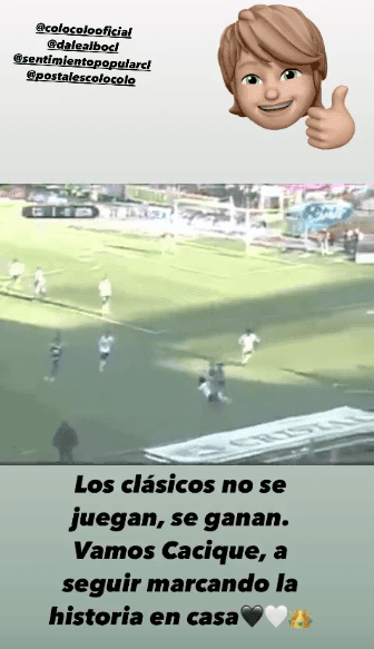 Arturo Sanhueza ya palpita el Superclásico con potente arenga dirigida a Colo Colo. (FOTO: @asanhueza17)