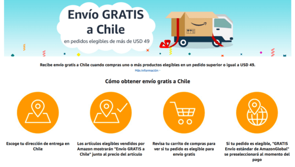 envío gratis Chile  Compañía estadounidense anunció despachos sin  costos