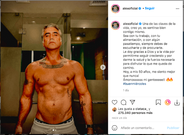 Alejandro Fernández musculoso y ondero, desde su Instagram.(1)