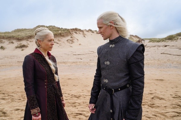 House of the Dragon:Emma D’Arcy como la Princesa Rhaenyra Targaryen y a Matt Smith como Prince Daemon Targaryen.
