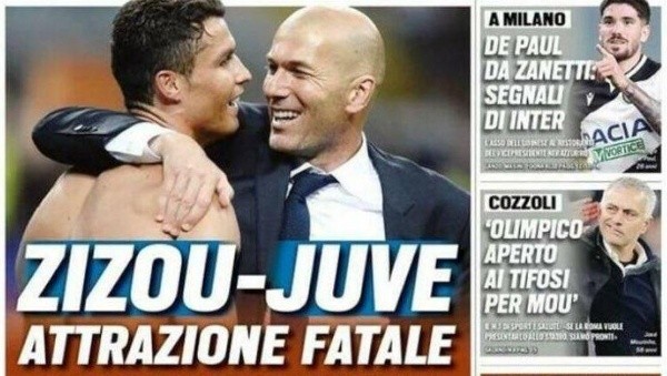 La portara de Tuttosport soñando con juntar a Zidane con CR7.