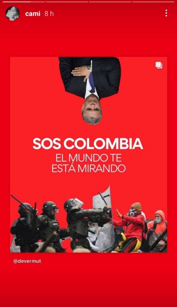 Cami Gallardo contra la violencia en Colombia.
