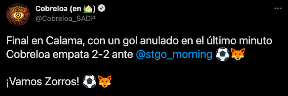 En Cobreloa no quedaron contentos con la última jugada del partido. Foto: Twitter