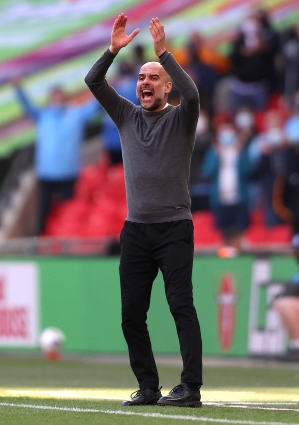 Guardiola quiere liderar a su equipo hacia un histórico triplete. Ya ganaron la Carabao Cup y la Premier League, solo falta la Champions. (Foto: Getty)