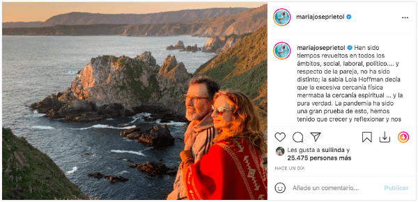 Esta fue la publicación de María José Prieto en Instagram, en la que reflexionó sobre su relación con Cristián Campos.