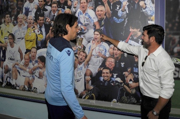 Inzaghi y Salas juntos tiempo atrás recordando sus años en la Lazio. Foto: Getty Images