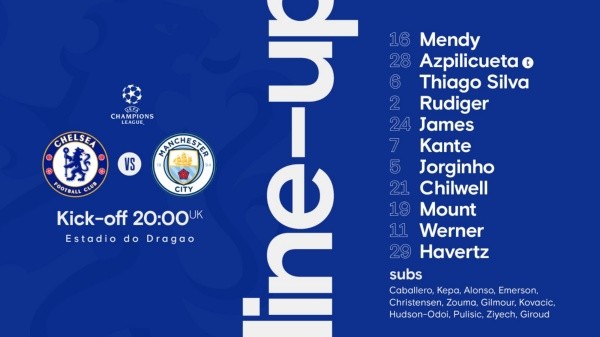 La formación de Chelsea para la final de Champions League.