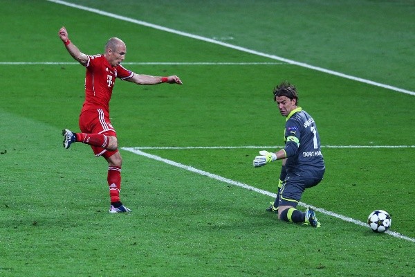 Bayern Munich venció en Wembley al Borussia Dortmund el 2013 con gol de Robben. Foto: Getty.