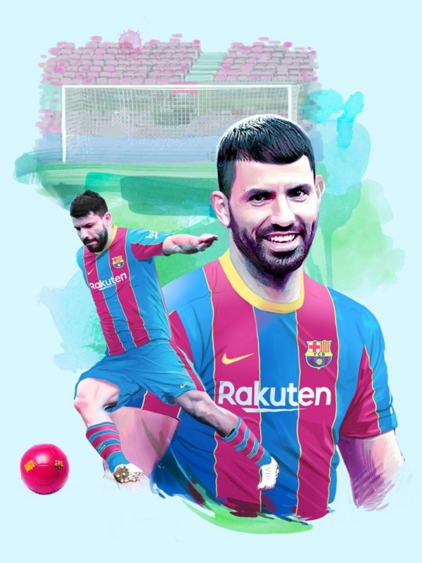 La imagen con la que Barcelona presentó a Sergio Agüero.