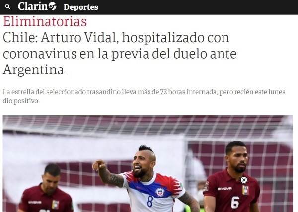 El contagio del jugador del Inter hizo mucho ruido en Argentina.