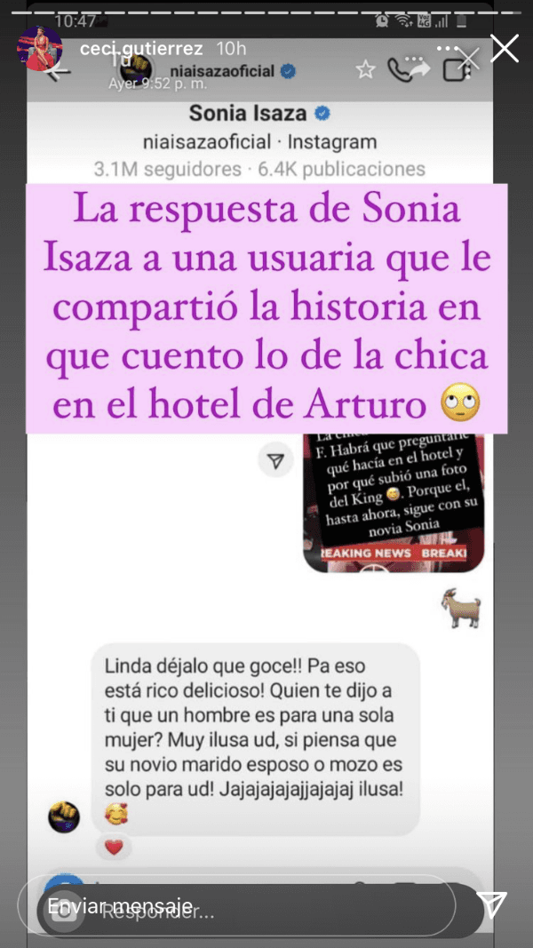 La reacción de Sonia Isaza tras el destape del supuesto romance de Arturo Vidal con modelo chilena.