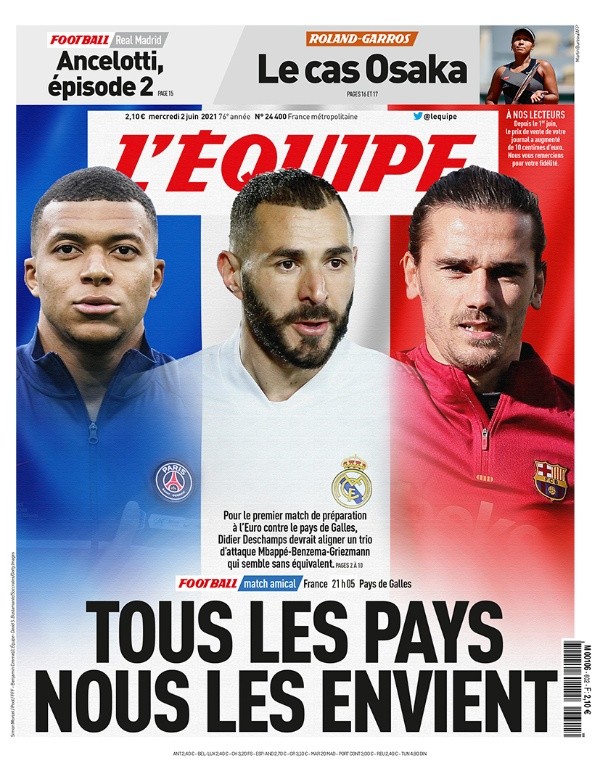 La portada de L’Équipe sacando pecho por Francia.