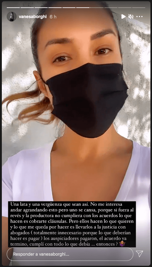 Vanesa Borghi en su descargo por medio de sus historias de Instagram.(2)