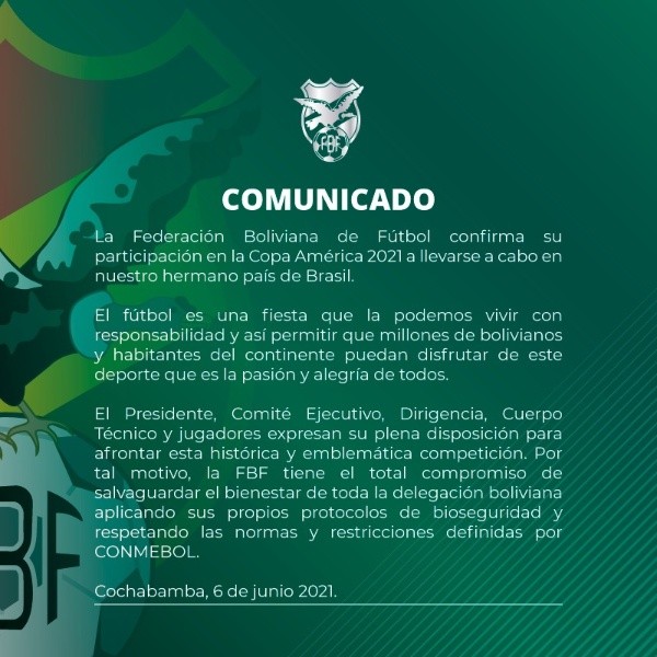 Bolivia llega a Chile confirmada en la Copa América de Brasil.