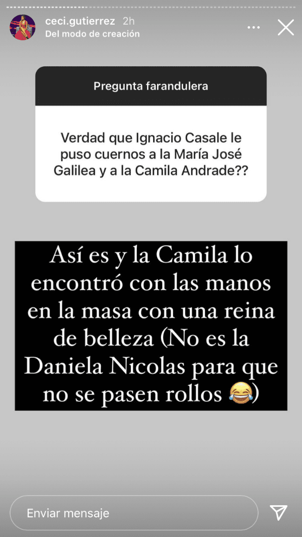 La historia con la que se supo todo sobre Camila Andrade e Ignacio Casale.