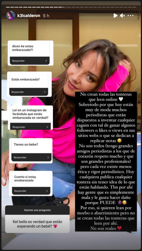 Las historias con que Kel Calderón aplacó las dudas sobre su embarazo.(1)