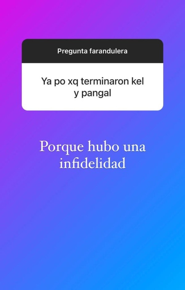 Las historias de Cecilia Gutiérrez sobre el quiebre de Kel Calderón y Pangal Andrade.(1)
