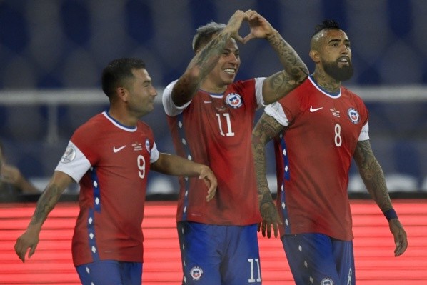 Vargas festejó su gol ante Argentina que le dio la igualdad a Chile. Foto: Copa América.