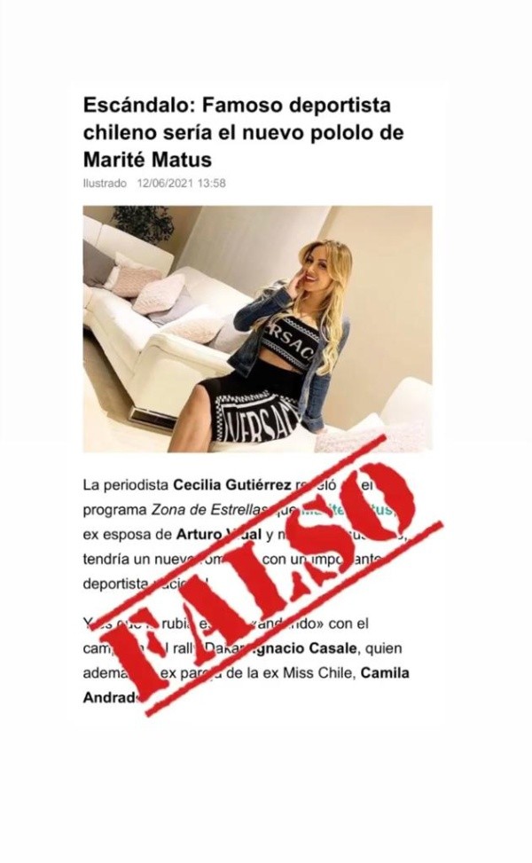 Las historias con que la ex esposa de Arturo Vidal, Marité Matus, desmintió el supuesto romance con el ex de Camila Andrade, Ignacio Casale.(1)