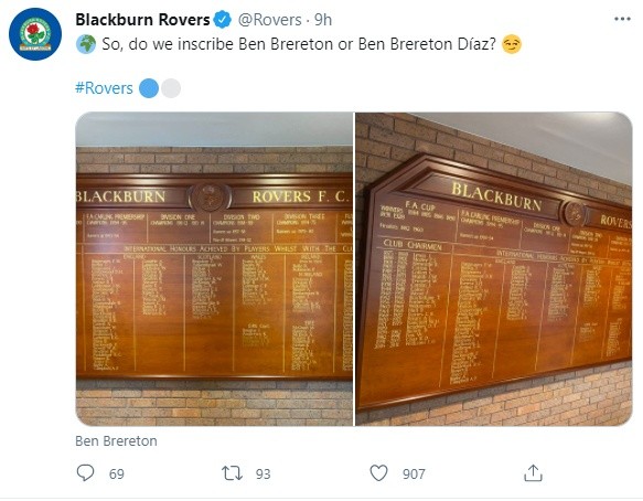 Blackburn Rovers pondrá a Ben Brereton en la pizarra de sus jugadores honorables y sólo duda: Ben Brereton o Brereton Díaz.