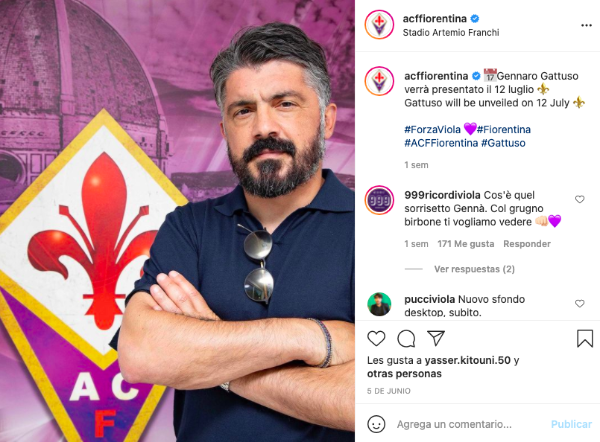 Hace una semana el técnico italiano conoció las instalaciones de la Fiorentina. (Captura Instagram Fiorentina)