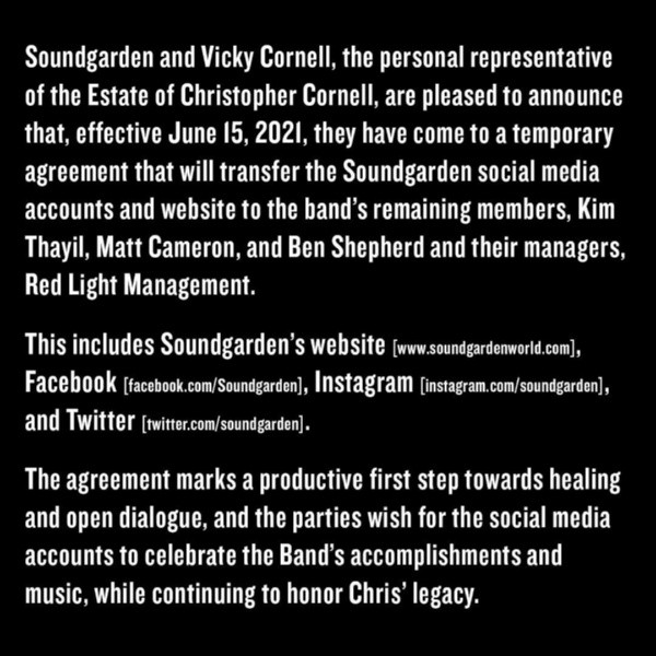 Las declaraciones de Soundgarden, tras recuperar el control sobre sus redes sociales.(2)