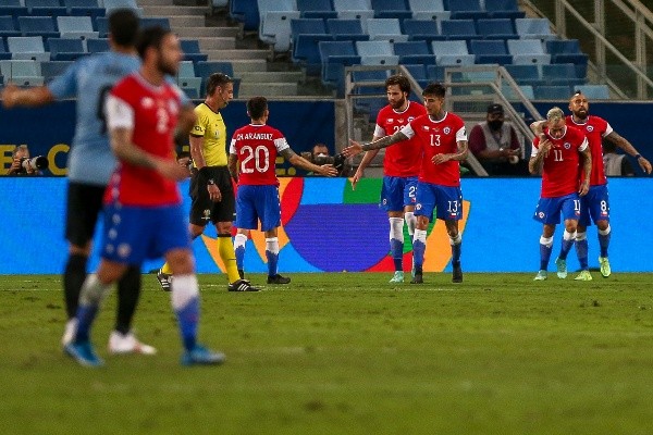 Chile festeja el 1-0 parcial contra Uruguay en Copa América (Foto: Agencia UNO)