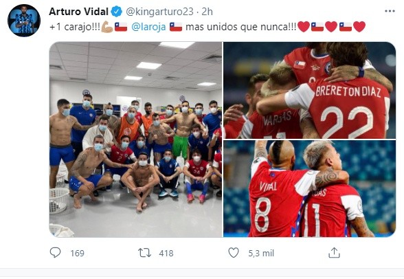 Vidal tras el empate de Chile contra Uruguay.