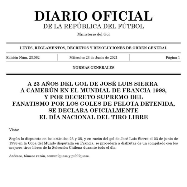 Este es el documento que publicó la Roja para darle un homenaje al Coto Sierra.